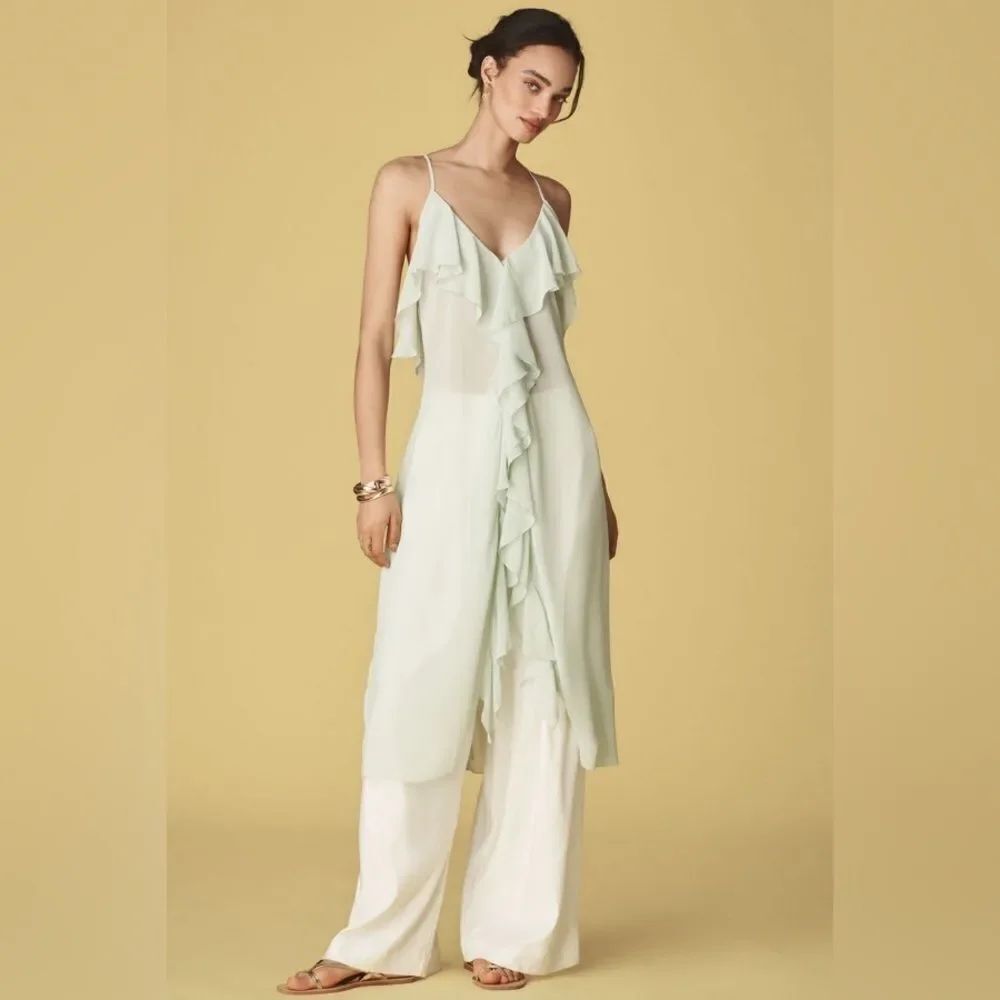 NWT Anthropologie Maxi Ruffle Halter Top in Mint Green